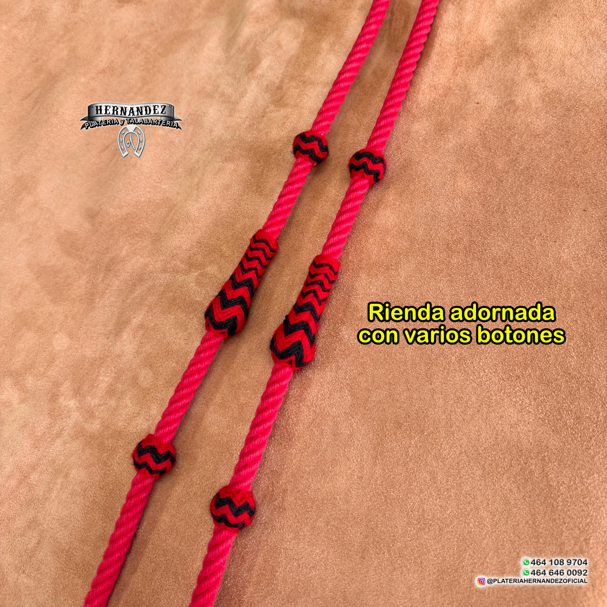 Rienda Rígida Charra Roja botones Rojo Negro